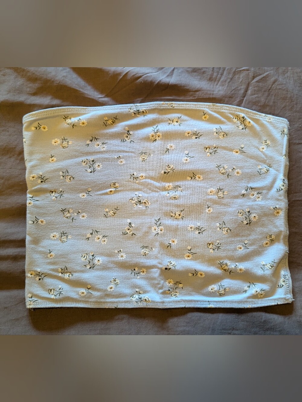 Hollister Baby Blue Floral Tube Top with Yellow Accents